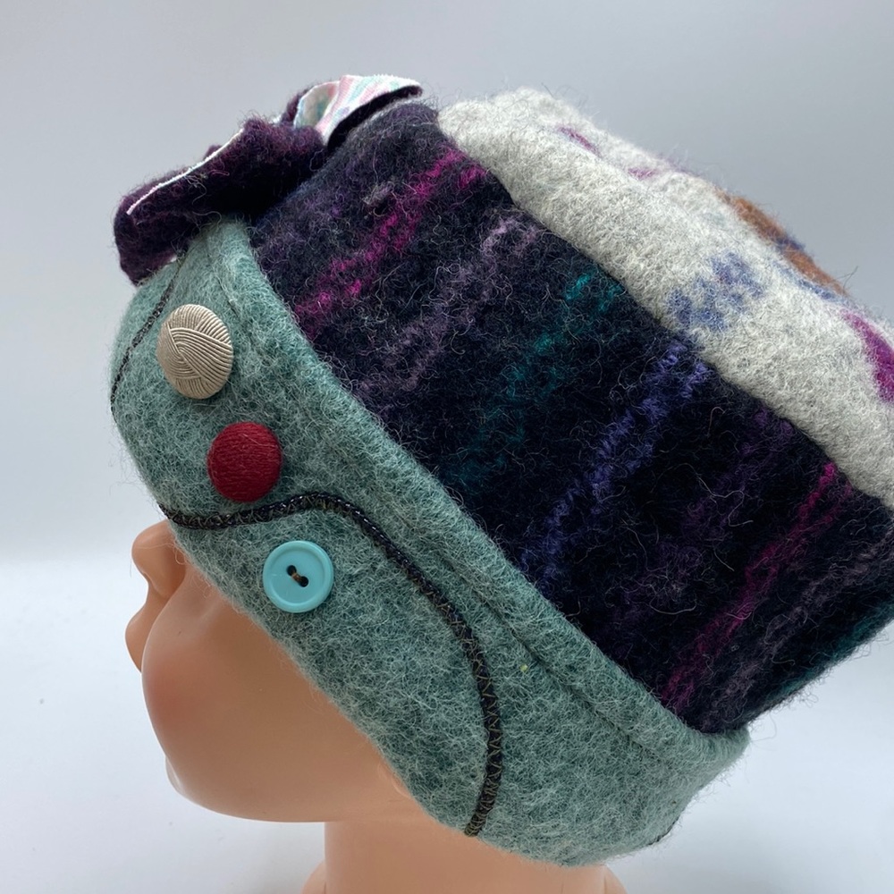 Hand Felted Wool Hat with Embellishments